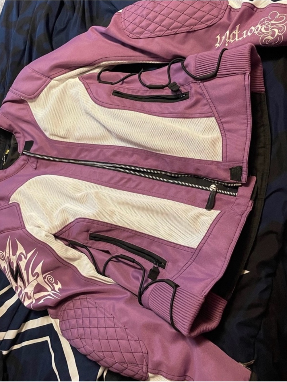 Purple and White Women's Motorcycle Jacket